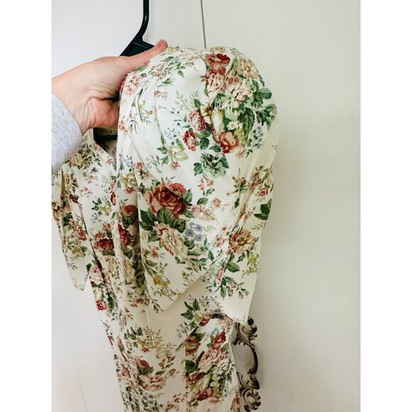 Vintage 90s Floral Pencil Dress Neutral Cottagecore Romantic Garden Party Sz 6-8 - Picture 3 of 11